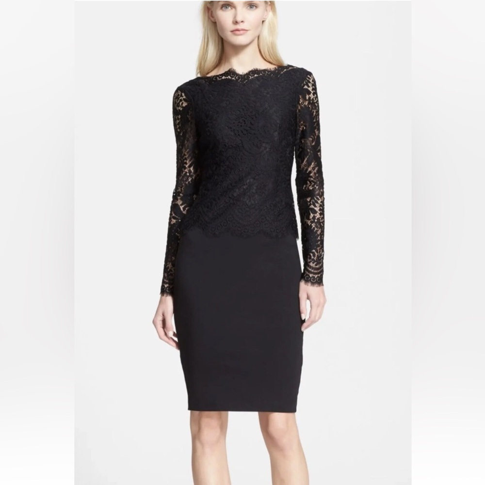 TED BAKER Vendela Lace Bodice long sleeved Dress Ted sz 2 Medium